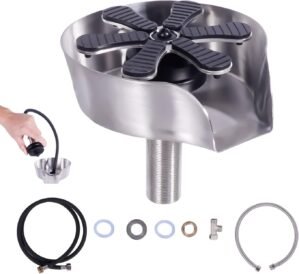 Stainless Steel Glass Rinser for Kitchen Sink – High Pressure 360° Rotating Pull-Out Spray Gun, Cleaner for Wine Glasses, Cups & Baby Bottles