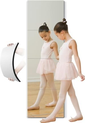 Full Length Mirror for Kids Safety Shatterproof Mirror, Plastic Wall Mirrors, Made Of Acrylic Plexiglass Mirrors, 4 Pcs 12″x12″, Long Bedroom Door Closet Mirror’s, Workout For Home Gym Body Mirror’s