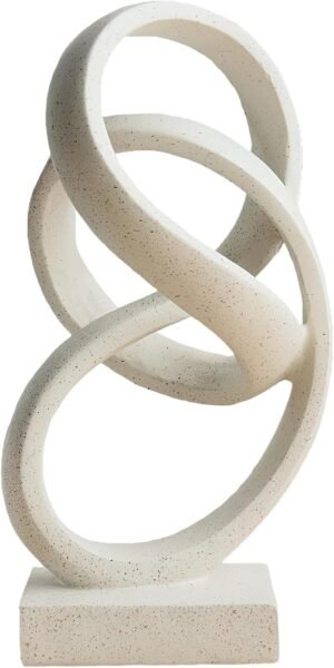 10″ Modern Abstract Ribbon Decorative Sculpture, Knot Sculptures,Home Decor,Coffee Table Statues,Dining Living Room Desk Decor（White）