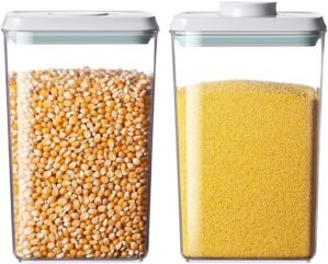 Food Storage Containers with Lids,2.9Qt 2Pcs Airtight Pop Food Storage Containers, BPA-Free Stackable Kitchen Pantry Organizers and Storage, One Button Opening Flour and Sugar Container Sets