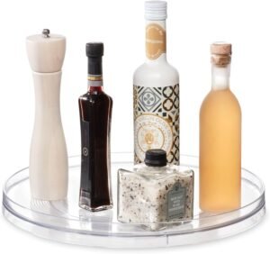 iDesign 14.5-Inch Lazy Susan Organizer – Large Lazy Susan Turntable for Cabinet or Pantry, Clear