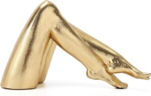 Golden Legs Sculpture Elegant Resin Home Decor Legs Statues Versatile Indoor/Outdoor Ornament, Bedroom, Office Desktop, Cabinets, Perfect (Bowed Leg)