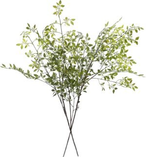 Melorca&Guilla Artificial Plants,2PCS 43.3″ Green Nandina Faux Branches for Vase,Artificial Plants for Shop Garden Office Home Décor
