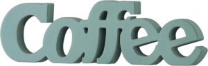 Rustic Coffee Sign Decor for Shelf 14 Inch, Hanging Handmade Distressed Blue Farmhouse Wood Coffee Wall Decor for Kitchen Living Room Hallway Thanksgiving Christmas