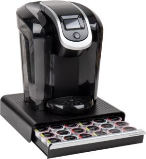 Mind Reader Single Serve Coffee Pod Drawer for 36 Pods, Countertop Organizer, Coffee Station Base, Black
