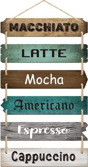 Chunful Coffee Bar Signs for Wall Decor Vintage Coffee Accessories Hanging Wall Art Farmhouse Rustic Wooden Plaque for Cafe Station Signs Decorations Kitchen Shop Home Restaurant