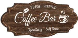 Coffee Signs for Coffee Station – Vintage Coffee Bar Accessories for Cafe Station Signs Decorations,Coffee Bar Signs for Wall Decor,Farmhouse Cafe Sign for Home Decor Kitchen,Rustic Kitchen Decor