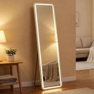 60″x16″ LED Full Length Mirror with Lights – Full Body Floor Mirror, Dimmable with 3 Color Temperature, Memory Function, Standing Leaning Wall Mounted Vanity Mirror for Bedroom Cloakroom