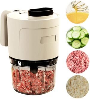 4-in-1 Waterproof Cordless Electric Vegetable Slicer Set – Handheld Electric Chopper, Garlic Chopper, Food Slicer, Hand Mixer with Blender for Chopping, Dicing and Pureeing