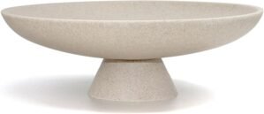 LIN CHUAN Large Decorative Bowl, Modern Resin Pedestal Bowl for Home Decor, Stylish Fruit Bowl for Kitchen Counter, Chic Key Holder for Entry Table, Beige