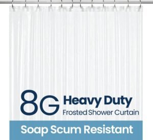 LiBa Bathroom Shower Curtain Waterproof Plastic Shower Curtain Premium PEVA Non-Toxic with Rust Proof Grommets Frosted 8G Bathroom Accessories 72×72