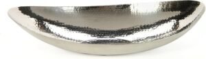 Hosley Hammered Stainless Steel Oval Bowl – 13.5” Decorative Centerpiece for Candles, Orbs, Potpourri & Table Styling | Modern Home & Event Décor