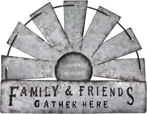 Fleecy day Metal Half Windmill Decor, Rustic Farmhouse Wall Art Decor, Metal Art Wall Decor for Living Home Bedroom Dark Kitchen