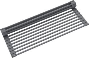 Kraus Multipurpose Over-Sink Roll-Up Dish Drying Rack, Colander and Trivet in Dark Grey, KRM-10DG