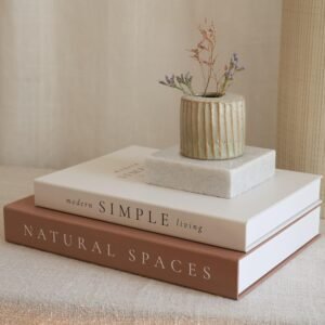 Beautiful Decorative Books – Set of 2 Boxes Enhance Your Coffee Table, Bookshelf or Mantel Shelf Decor – Aesthetic Fake/Faux Books for Modern Home Decoration, Photo Storage and as a Keepsake Box