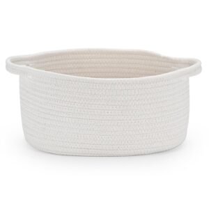 Happyiren Medium Woven Cotton Rope Basket with Handle Empty Decorative Gift Basket for Baby Shower, Graduation, Father’s Day, Nursery Storage 13″ Dia x 8″ W x 6″ H