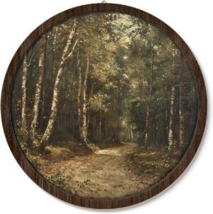 VONTP Moody Vintage Forest Landscape Wall Art Decor, Rustic Country Farmhouse Trees Wooden Wall Hanging Decor for Home Bedroom Living Room, 9.8×9.8 Inch