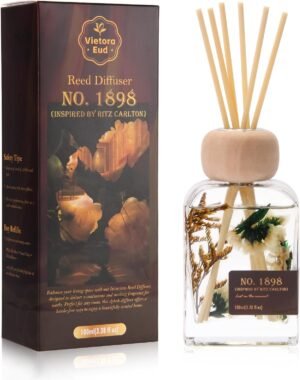 Luxury Hotel Scent Reed Diffuser 100ml (3.38oz) | No.1898 Hotel Collection Diffuser Oil Inspired by Ritz Carlton | Home, Bathroom & Office Decor | Long-Lasting Room Freshener Gift Set