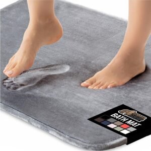 GORILLA GRIP® Memory Foam Bath Rugs, Soft Absorbent Velvet Bathroom Mats, Durable Dots on Underside, Machine Washable Bathmat, Carpet Rug Room Decor for Shower Floor, 24×17 Mat, Graphite Gray
