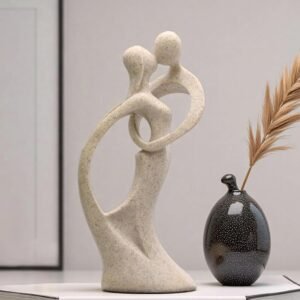 Modern Abstract Couple Statue, Kissing Lovers Sculpture Figurine for Home Decor Living Room Bedroom Bookshelf Office, Gift for Wedding Anniversaries, Love Decor Ornament for Couple Valentines
