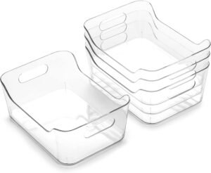 BINO | Plastic Organizer Bins, X-Small – 4 Pack | THE SOHO COLLECTION | Multi-Use Organizer Bins | Pantry & Freezer Bin | Plastic Storage Containers | Bin for Home & Kitchen Org