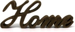 CVHOMEDECO. Rustic Vintage Distressed Wooden Words Sign Free Standing “Home” Tabletop/Shelf/Home Wall/Office Decoration Art, 11-3/4 x 4-1/4 x 1 Inch
