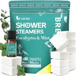 14+1 Shower Steamers – 14 Pack Eucalyptus & Mint Shower Bombs Aromatherapy and 5ml Natural Eucalyptus Essential Oils, Eucalyptus for Shower, Fathers Day Gift for Dad Husband from Wife Daughter