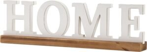 Rustic Home Decor Signs for Tabletop 14 inches, Boho Distressed White Wooden Signs for Home Decor Farmhouse, Christmas Decorations for Indoor Living Room Shelf Bedroom
