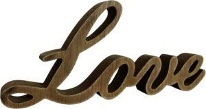 CVHOMEDECO. Rustic Vintage Distressed Wooden Words Sign Free Standing “Love” Tabletop/Shelf/Home Wall/Office Decoration Art, 10-1/4 x 4-1/2 x 1 Inch