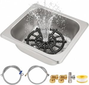 Stainless Steel Glass Rinser for Kitchen Sink 360 High Pressure Cup Cleaner, Automatic Pitcher Washer for Home, Hotel, Bar & Cafe (6.89″ x 6.42″ x 2.71″)