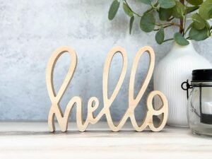 Home Decor,Wooden Hello Table Sign,Hello Table Freestanding Sign for Farmhouse Decor,Floating Shelf Decor,Entryway Decor