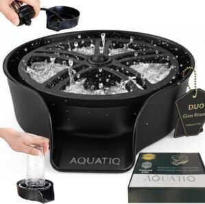AquaDuo Glass Rinser and Kitchen Sink Sprayer Combo, Stainless Steel Cup Washer, Cup Cleaner, Bottle Washer, Glass Cleaner, Bar Sink Attachment, Pull Out Sprayer (Matte Black (Stainless Steel))