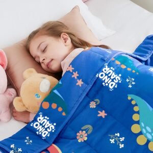 Weighted Blanket – 5 lbs Blue Dinosaur Heavy Blanket – Small Size Breathable Lap Blanket(36″x48″, 5 lbs)