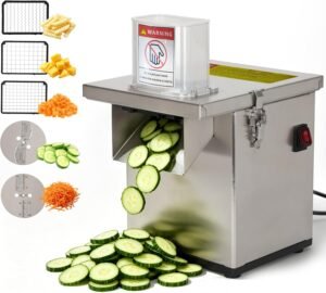 4-In-1 Electric Vegetable Chopper – 330 lbs/hr, 200W Motor, Slice/Dice/Shred/Wavy Cut, Stainless Steel, Large Feed Chute, Safety Shut‑off – for Restaurant & Home Kitchen