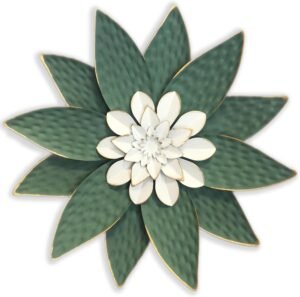 Metal Flower Wall Art Decor,10″ Rustic Modern Antique Floral Sculpture, Distressed Iron Wall Hanging Home Decoration Accent Artworks for Indoor Kitchen Bedroom Living Office Outdoor Garden Patio