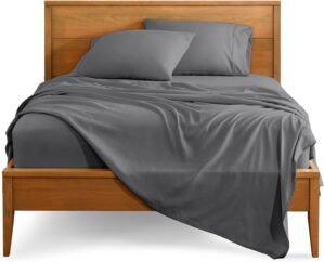 Bare Home Queen Sheet Set – 1800 Ultra-Soft Microfiber Queen Bed Sheets – Double Brushed – Deep Pockets – Easy Fit – 4 Piece Set – Bedding Sheets & Pillowcases (Queen, Grey)