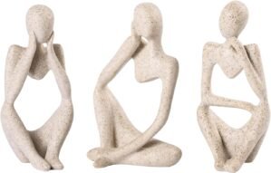 BMLCGJ Thinker Statue Gold Decor Abstract Art Sculpture, Golden Resin Collectible Figurines for Home Living Room Office Shelf Decoration,Great Gifts Ideas (Sandstone)