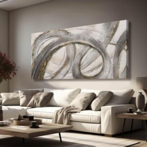 VAYIMDH Canvas Wall Art for Living Room Large Graffiti Wall Decor Grey and Beige Picture Painting for Home Office Bedroom 29″x 58″ Ready to Hang
