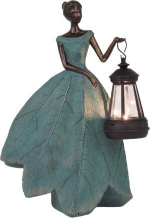 Guichifun Fairy Statues Solar Outdoor Lights – Resin Garden Figurines Decorations for Patio Yard Lawn Decor Housewarming Gardening Gifts for Women Mom 7.4 x 5.3 x 12 Inch