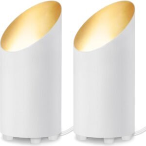 SUNVIE 2 Pack Uplighting Indoor Floor Can Light, 5W Up Lights with 2700K LED GU10 Bulbs, Uplights Floor Spot Lights Indoor for Home Accent Lighting, 5.9 FT Plug Cord & Foot Switch