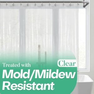 Mrs Awesome Clear Shower Curtain Liner with 3 Magnets, 72×72 Premium Flexible Sturdy Plastic Shower Curtain for Bathroom Lightweight, Waterproof, Clear