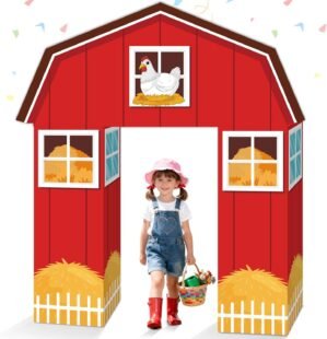 10Pcs Farm Animals Party Decorations Barn Door Cardboard Castle Playhouse with Arch Large Farmhouse Castle Boxes Party Decor for Farm Animal Birthday Holiday Parties Decors