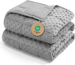 Kivik Breathable Weighted Blanket for Adults, 15 lbs Ultra Soft Minky Dot Heavy Blankets, Reversible Cooling and Warm Blanket for All Seasons, Machine Washable, 60″x80″ Queen Size, Grey