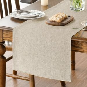 Artoid Mode Light Brown Table Runner, Seasonal Fall Washable Kitchen Dining Table Decoration for Home Party Decor 13×72 Inch