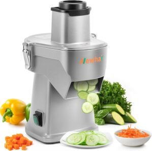Newhai Upgraded 4 In 1 Electric Vegetable Dicer Slicer Shredder Strip Cutter Commercial Vegetable & Fruit Chopper Multifunctional Automatic Veggie Cutter for Onion Potato Cabbage Lemon, 200W, 110V