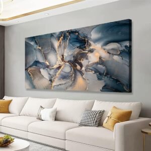 Color block Abstract Marble Grain Pictures Canvas Wall Art for Living room Bedroom Wall Decor,Smart Line Wall Art Print Paitnings for home Decor,Morden Artwork Full of Imagination Line Drawing Canvas