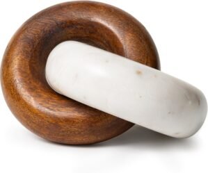 Cork & Mill Marble and Wood Knot Decor – Decorative Object for Shelves, Bookcase, Console, Mantel or Side Table – Entryway Decor Item – Coffee Table Centerpiece for Living Room – Handcrafted Accent
