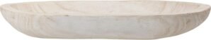 Bloomingville Hand-Carved Paulownia Wood Bowl with Whitewashed Finish
