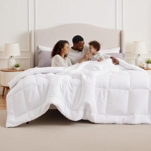 Bedsure Comforter Duvet Insert – Quilted Comforters Oversized King Size, All Season Duvet, GentleSoft Down Alternative Bedding, with 8 Tabs, Gifts for Women/Men, White, Oversized King 116 x 98 Inches