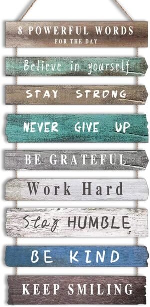 Inspirational Wall Art Decor for Office, Wooden Rustic Hanging Motivational Wall Art Decoration Sign, Inspiring Positive Quotes Wall Art for Home Living Room Bedroom Bathroom Classroom Gym 12″x24″